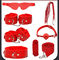 Красный металл наборов кабалы ограничений 7pcs кровати BDSM взрослый кожаный